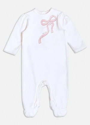 Momi - Macacão Off White de Laço com Strass Branco - MOMI