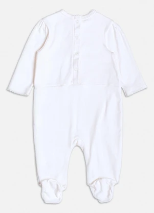 Momi - Macacão Off White de Laço com Strass Branco - MOMI