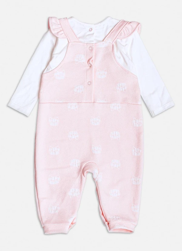 Momi - Macacão Rosa com Estampa Gatinhos Branco 2