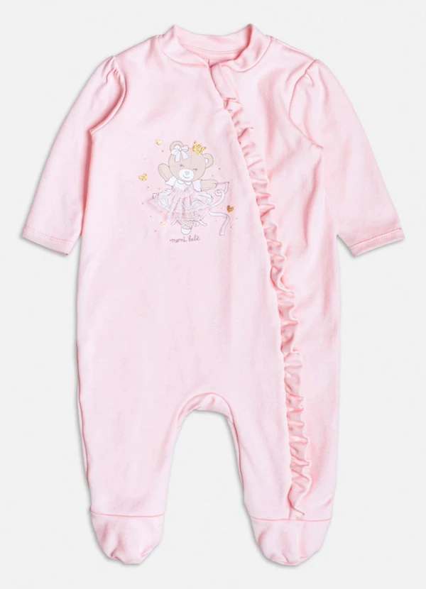 Momi - Macacão Rosa de Ursinha Bailarina Rosa