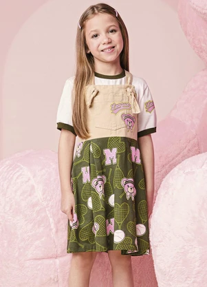 Momi - Salopete Infantil Menina com Ursinha Tenista - MOMI