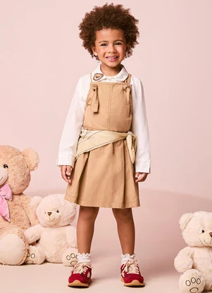 Momi - Salopete Infantil Menina de Sarja Caramelo - MOMI