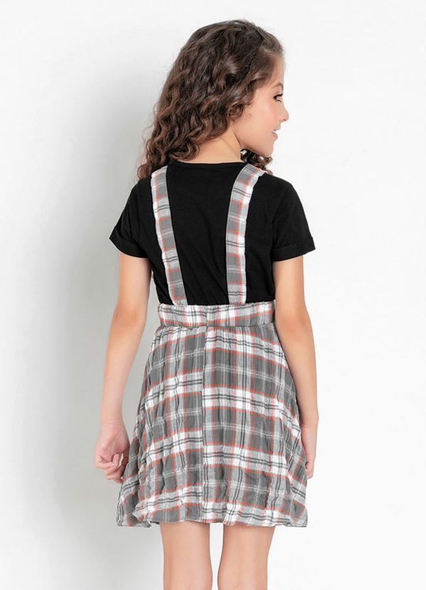 Outlet - Salopete Infantil Xadrez Cinza com Elástico 2