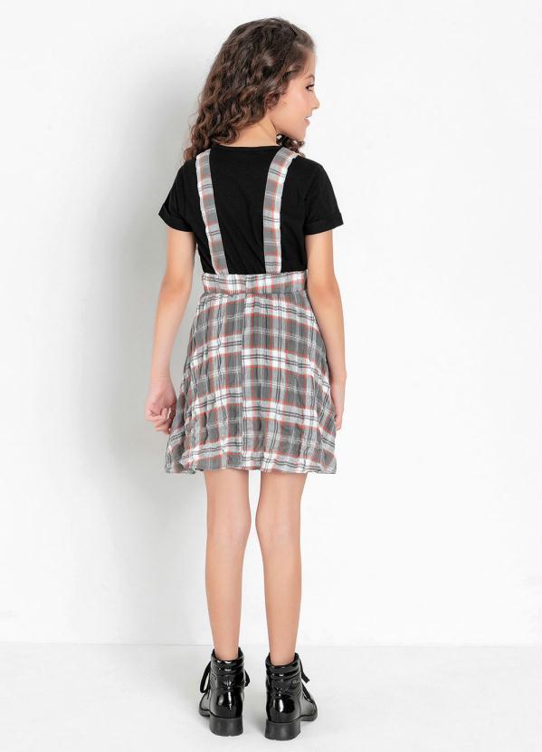 Outlet - Salopete Infantil Xadrez Cinza com Elástico 5