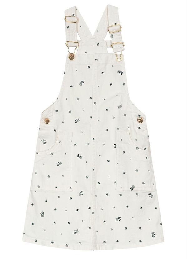 Carinhoso - Salopete Sarja Curta Cogumelos Branco