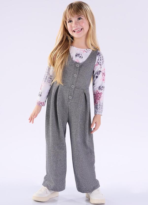 Kiki - Jardineira e Blusa Infantil Rosa