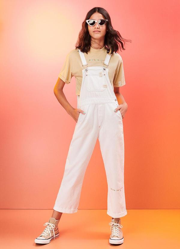 I Am - Jardineira Sarja Off White Branco