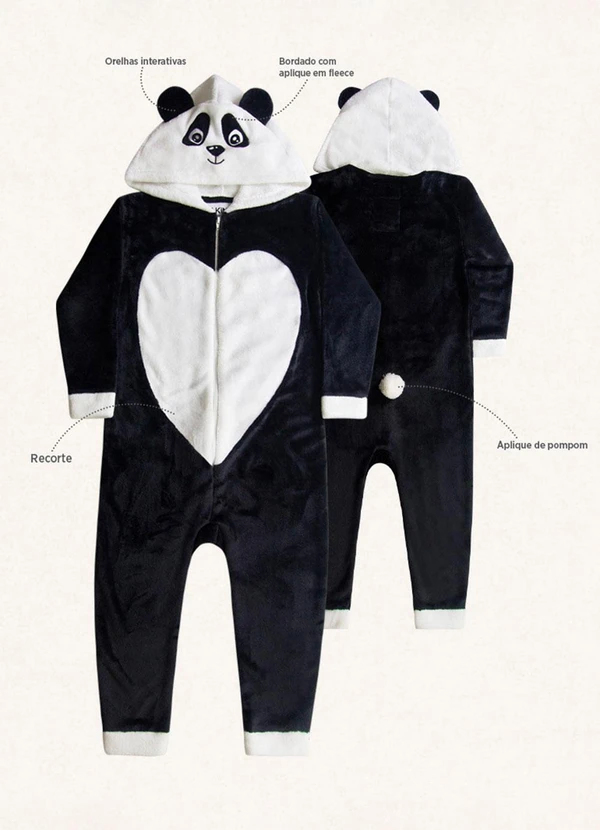 Fakini Kids - Kigurumi Panda Preto 6