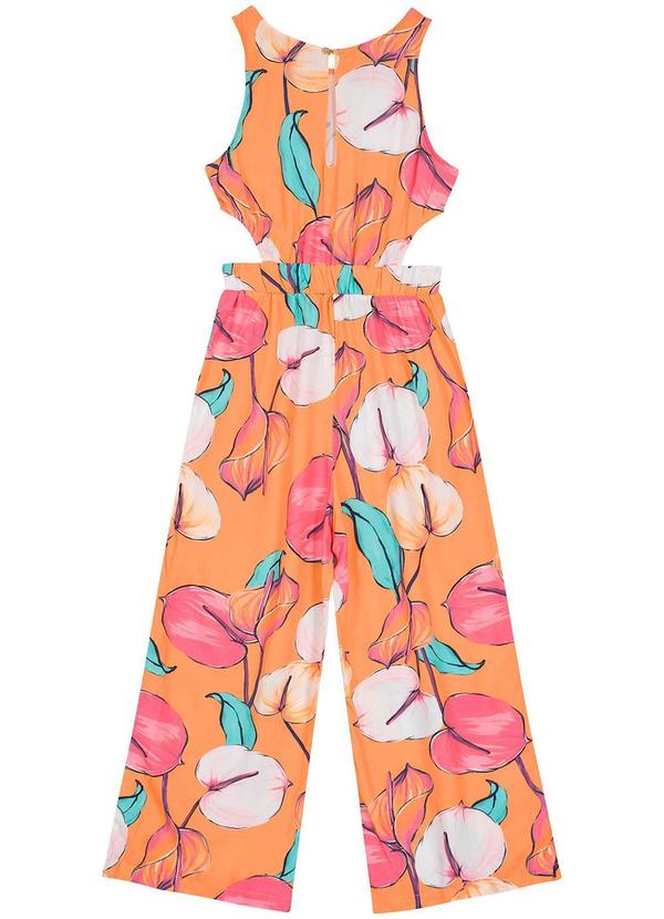 Carinhoso - Macacão Antúrios Menina Laranja