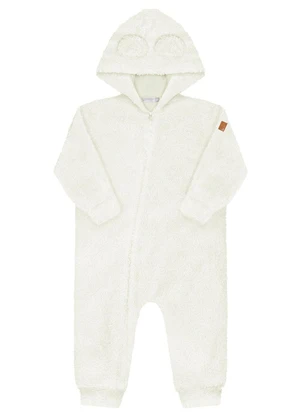 Alakazoo - Macacão Bebê com Zíper e Capuz em Pelo Bege - ALAKAZOO