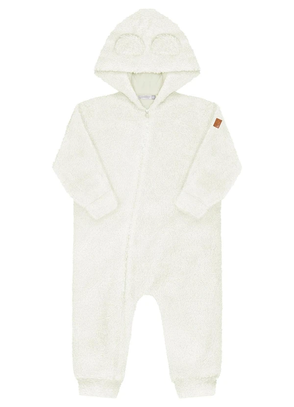 Alakazoo - Macacão Bebê com Zíper e Capuz em Pelo Bege