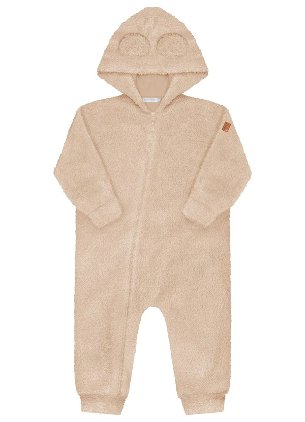 Alakazoo - Macacão Bebê com Zíper e Capuz em Pelo Bege 2