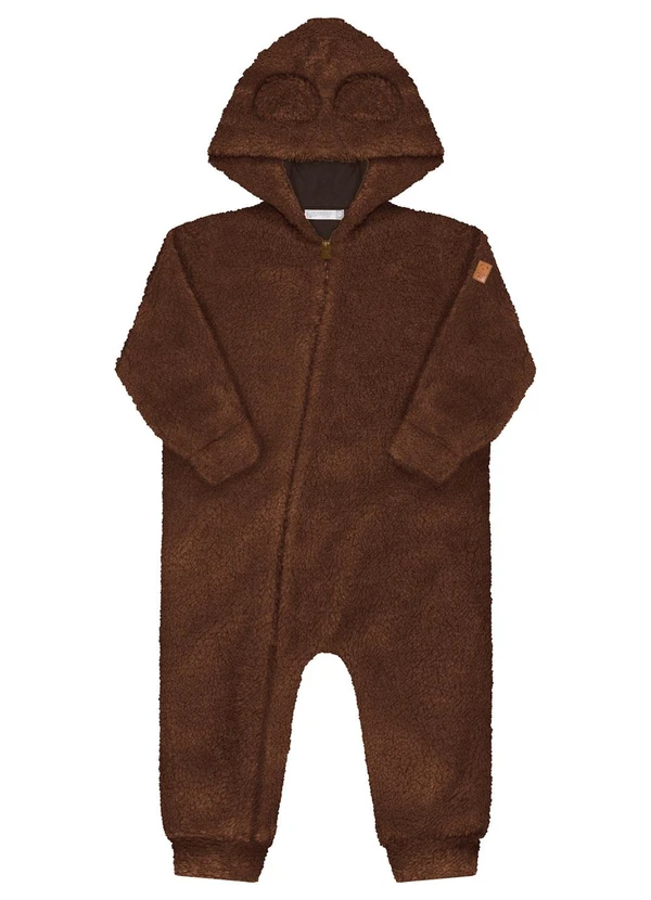 Alakazoo - Macacão Bebê com Zíper e Capuz em Pelo Marrom 2