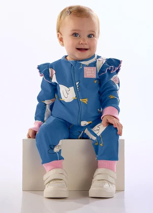 Três e Já - Macacão Bebê Cotton Duquesa Azul - TRÊS E JÁ