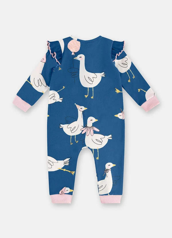 Três e Já - Macacão Bebê Cotton Duquesa Azul 3