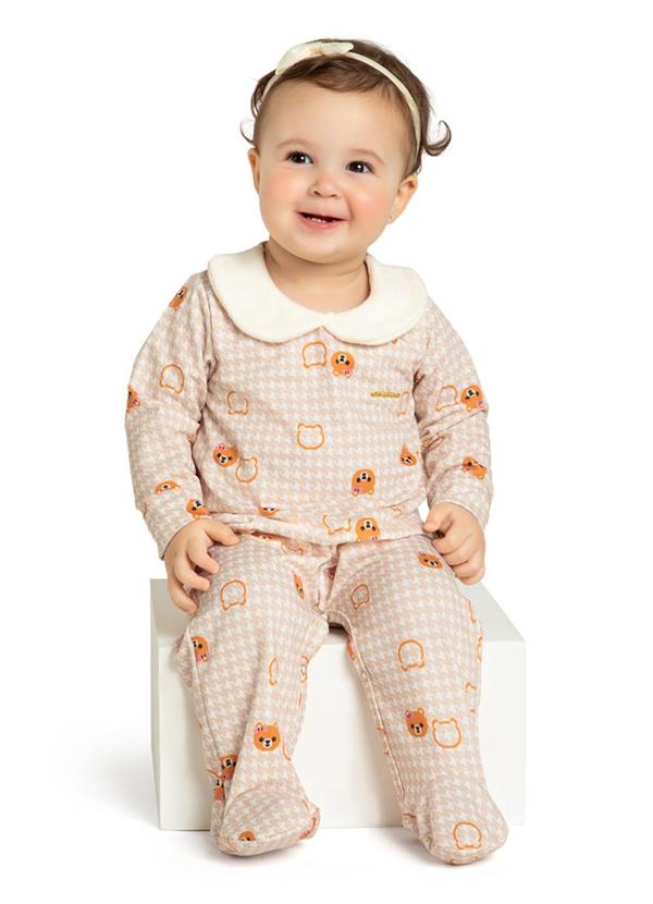 Marlan - Macacão Bebê em Molecotton Felpado Bege 1