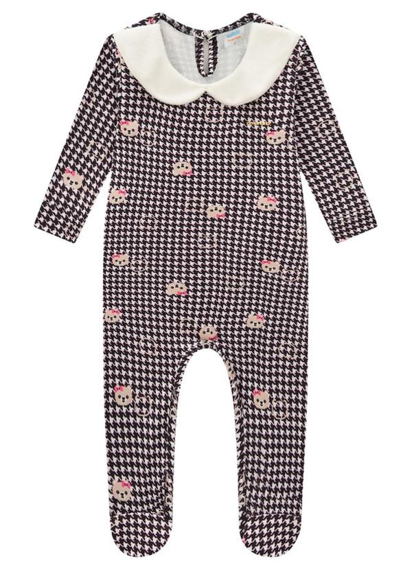 Marlan - Macacão Bebê em Molecotton Felpado Preto