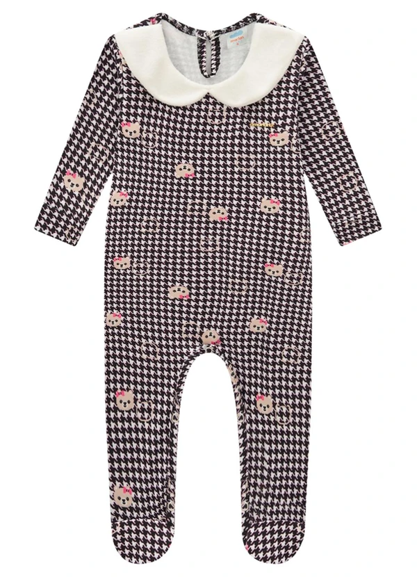 Marlan - Macacão Bebê em Molecotton Felpado Preto