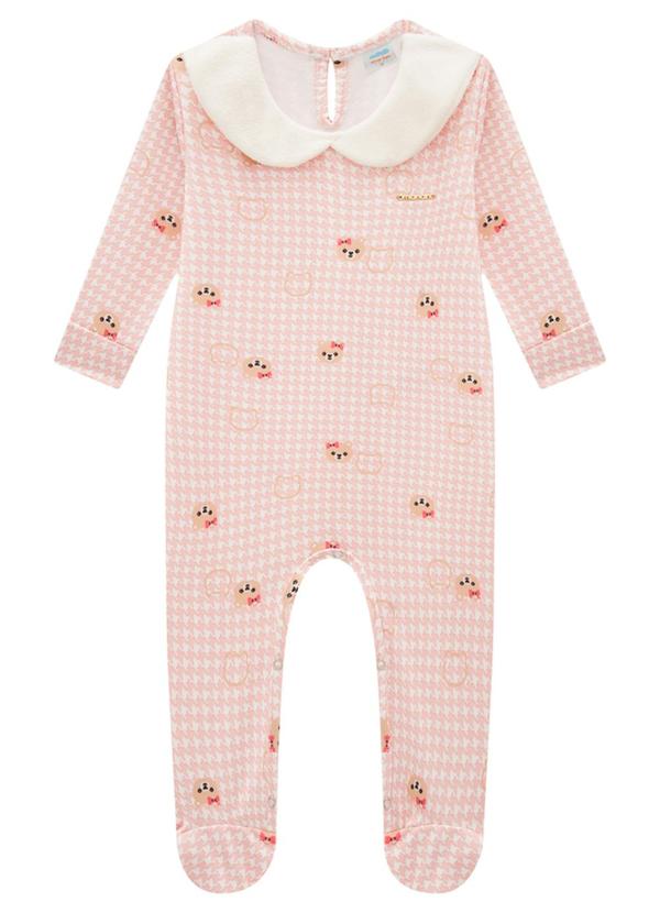 Marlan - Macacão Bebê em Molecotton Felpado Rosa