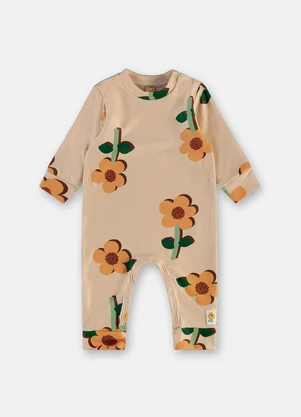Up Baby - Macacão Bebê Estampa Flores Marrom - UP BABY