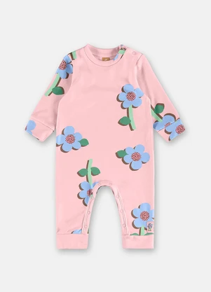 Up Baby - Macacão Bebê Estampa Flores Rosa - UP BABY