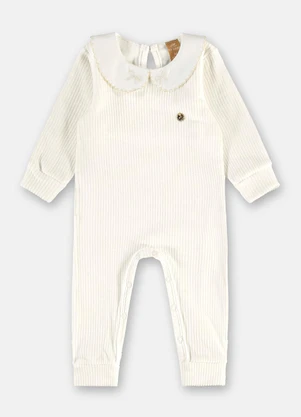 Up Baby - Macacão Bebê Malha Canelada Branco - UP BABY