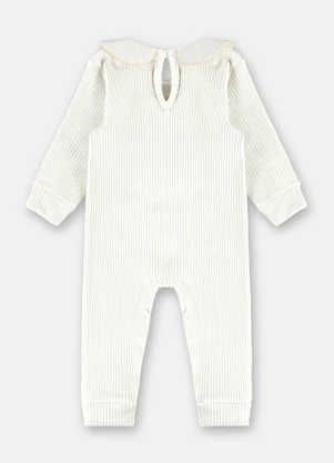 Up Baby - Macacão Bebê Malha Canelada Branco - UP BABY
