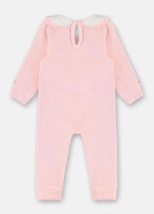 Up Baby - Macacão Bebê Malha Canelada Rosa - UP BABY