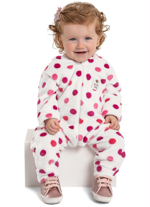 Quimby - Macacão Bebê Menina Branco