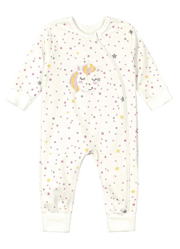 Brandili Baby - Macacão Bebê Menina de Unicórnio Bege