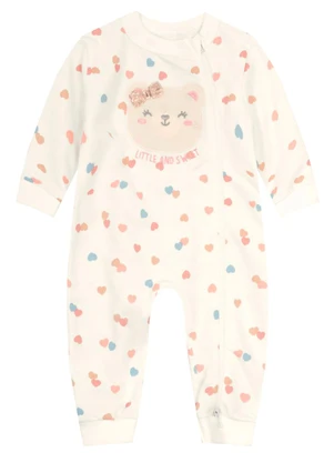 Brandili Baby - Macacão Bebê Menina de Ursinho Fofo Bege - BRANDILI BABY