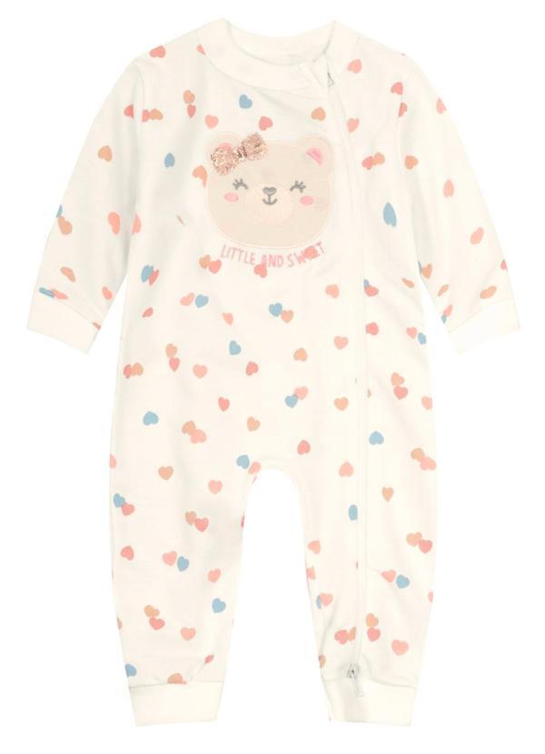Brandili Baby - Macacão Bebê Menina de Ursinho Fofo Bege