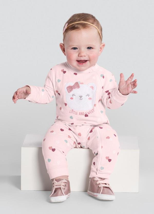 Brandili Baby - Macacão Bebê Menina de Ursinho Fofo Rosa