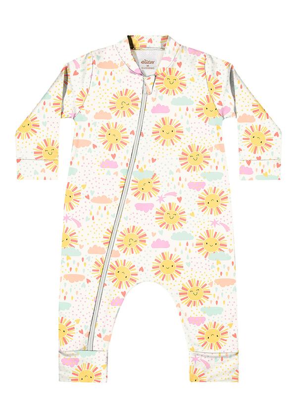 Elian - Macacão Bebê Menina Estampado Amarelo