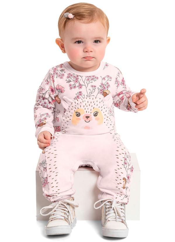 Quimby - Macacão Bebê Menina Estampado Rosa 1