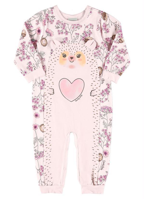 Quimby - Macacão Bebê Menina Estampado Rosa 3