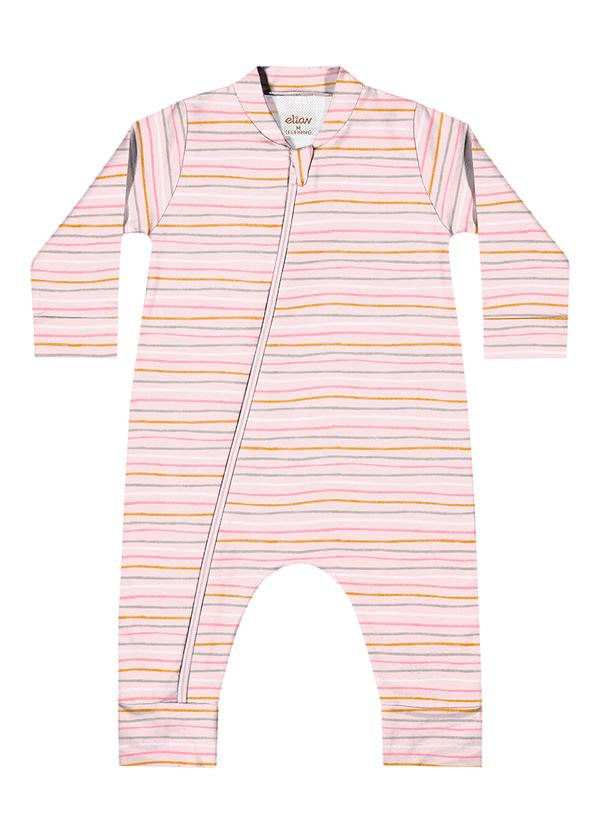 Elian - Macacão Bebê Menina Estampado Rosa