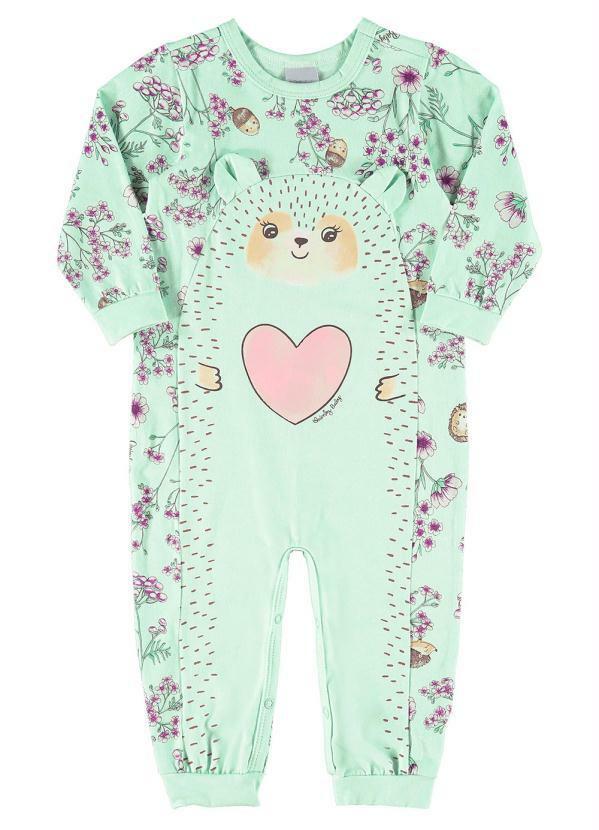 Quimby - Macacão Bebê Menina Estampado Verde