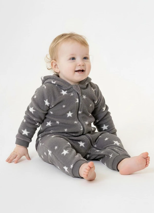 Guloseima - Macacão Bebê Menina Pelo Sintético Guloseima Cinza