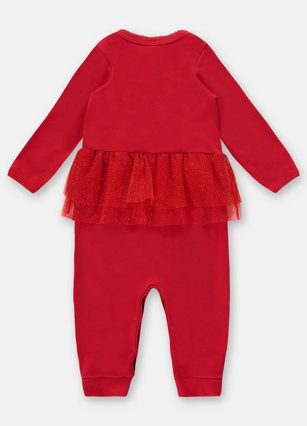 Up Baby - Macacão Bebê Menina Suedine Vermelho 3