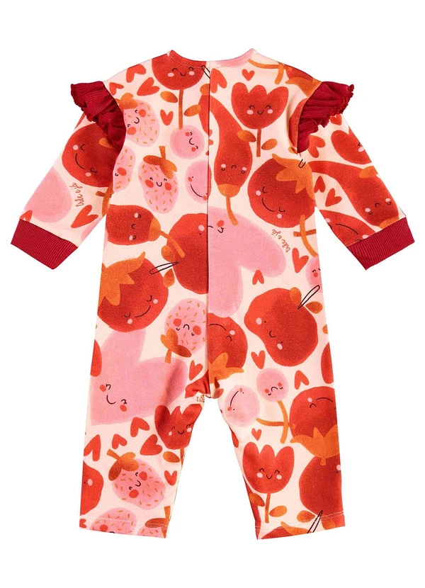 Três e Já - Macacão Bebê Menina Tomatinhos Vermelho 3