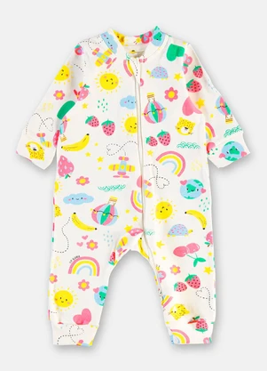 Up Baby - Macacão Bebê Menina Zíper Estampado - UP BABY