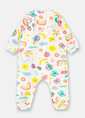 Up Baby - Macacão Bebê Menina Zíper Estampado - UP BABY