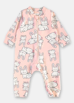 Up Baby - Macacão Bebê Menina Zíper Estampado - UP BABY