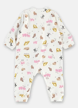 Up Baby - Macacão Bebê Menina Zíper Estampado - UP BABY