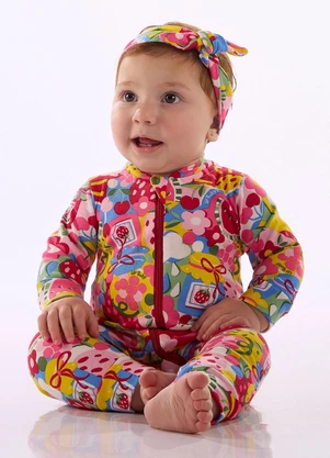 Up Baby - Macacão Bebê Menina Zíper Estampado - UP BABY