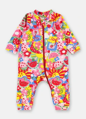 Up Baby - Macacão Bebê Menina Zíper Estampado - UP BABY