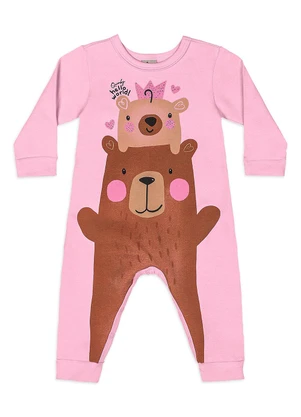 Quimby - Macacão Bebê Molecotton Urso Rosa - QUIMBY