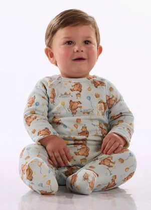 Up Baby - Macacão Bebê Suedine Pezinho Estampado - UP BABY