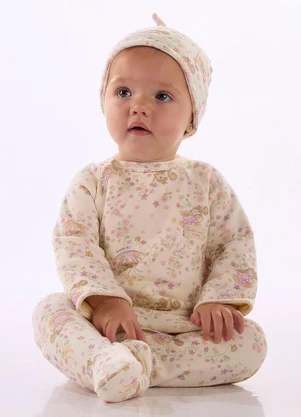 Up Baby - Macacão Bebê Suedine Pezinho Estampado - UP BABY